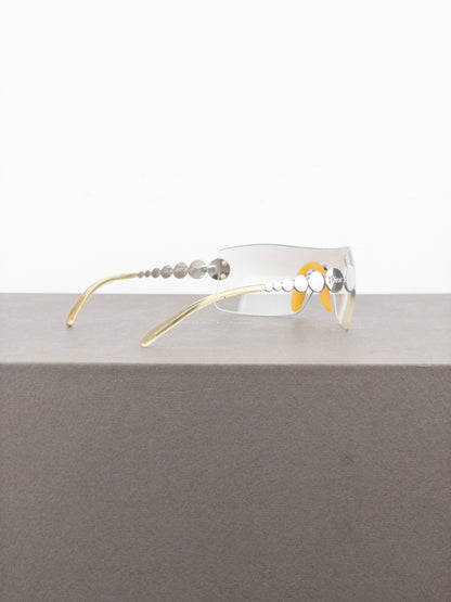 Dior by Galliano SS04 ‘Millenium’ Ruthenium Wrap Mask Shield Sunglasses
