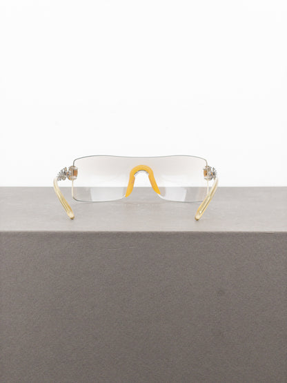 Dior by Galliano SS04 ‘Millenium’ Ruthenium Wrap Mask Shield Sunglasses