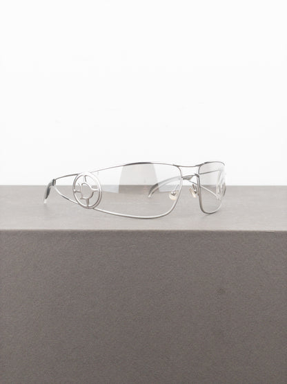Dior by Galliano 2000s ‘Calandre’ Rimless Wrap Mask Shield Sunglasses