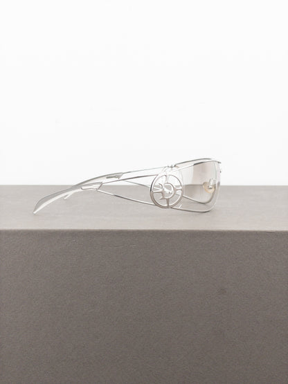 Dior by Galliano 2000s ‘Calandre’ Rimless Wrap Mask Shield Sunglasses