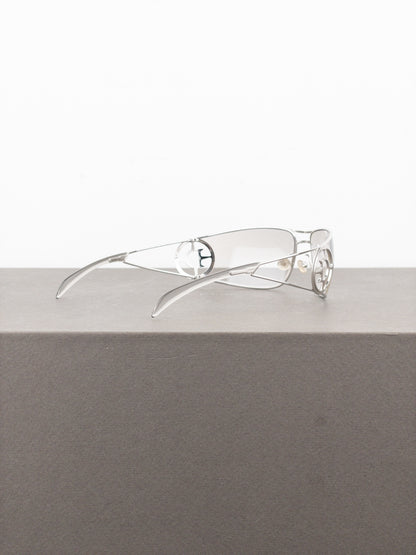 Dior by Galliano 2000s ‘Calandre’ Rimless Wrap Mask Shield Sunglasses