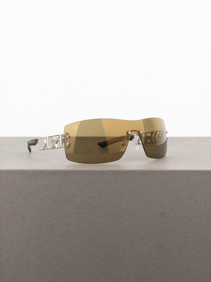 Dior by Galliano 2000s ‘Diorlywood’ Rhinestone Wrap Mask Shield Sunglasses
