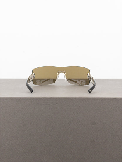 Dior by Galliano 2000s ‘Diorlywood’ Rhinestone Wrap Mask Shield Sunglasses