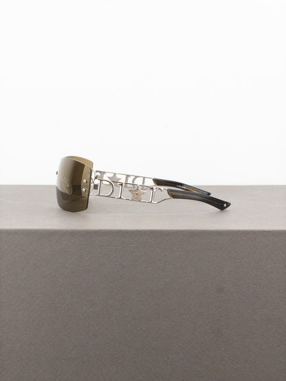 Dior by Galliano 2000s ‘Diorlywood’ Rhinestone Wrap Mask Shield Sunglasses