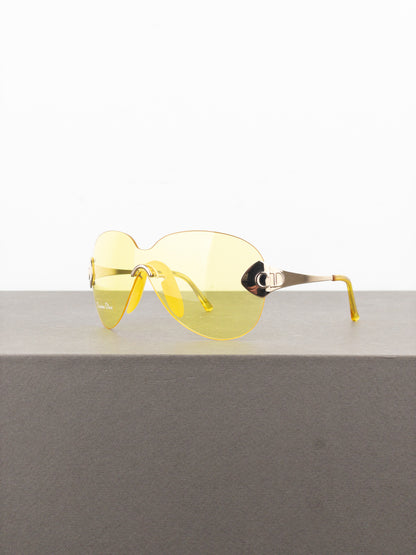 Dior by Galliano SS00 ‘Pilot’ Rimless Wrap Mask Shield Sunglasses