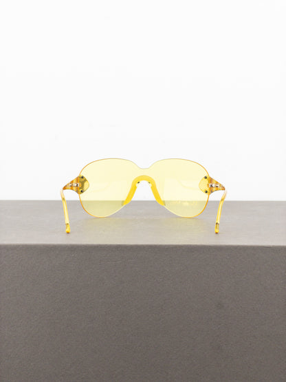 Dior by Galliano SS00 ‘Pilot’ Rimless Wrap Mask Shield Sunglasses