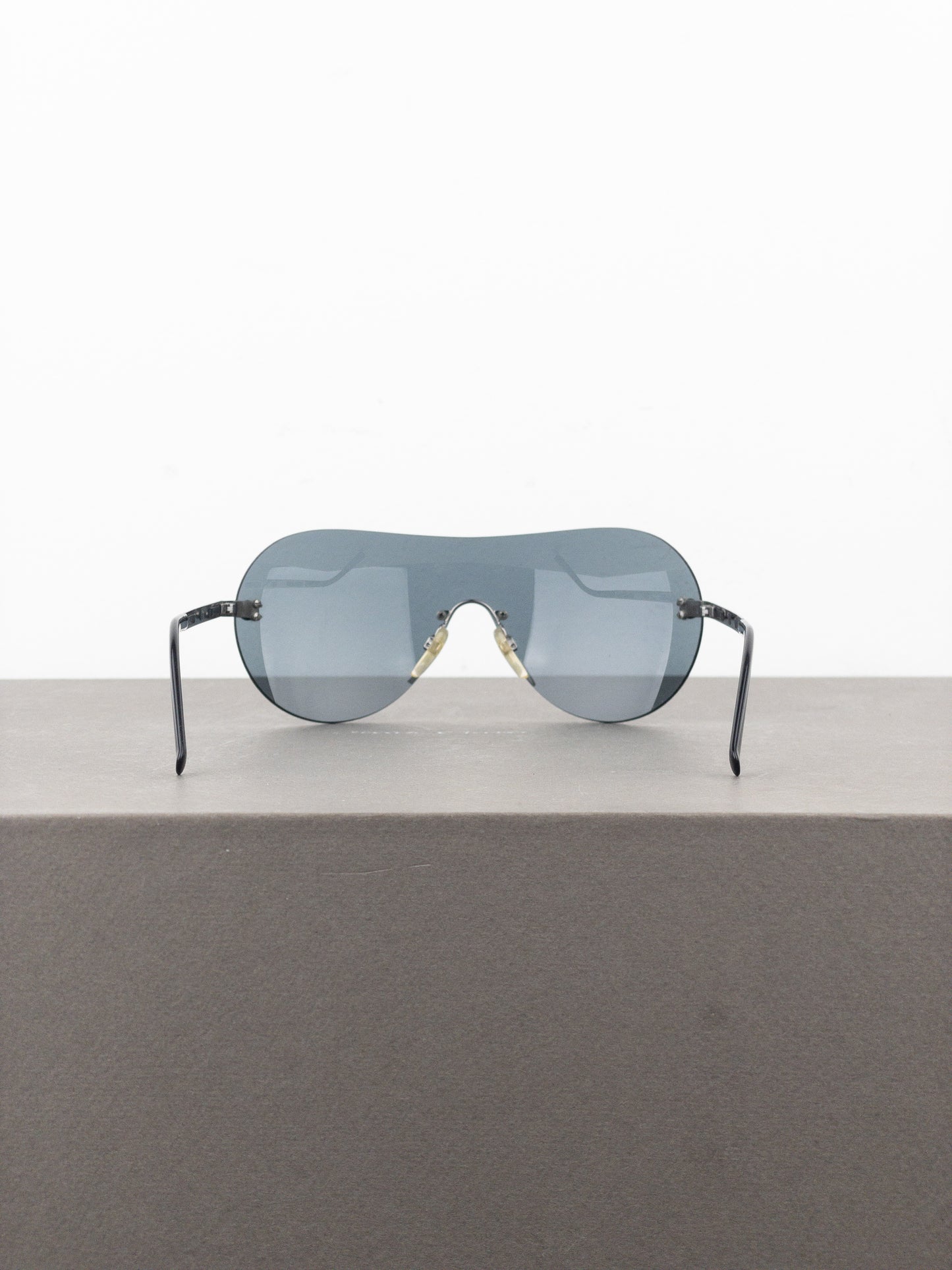 Chanel 2000s ‘108/87’ CC Rimless Aviator Wrap Mask Shield Sunglasses