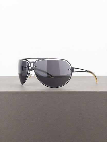 Jean Paul Gaultier 1990s SJP 006 Aviator Wrap Mask Shield Sunglasses