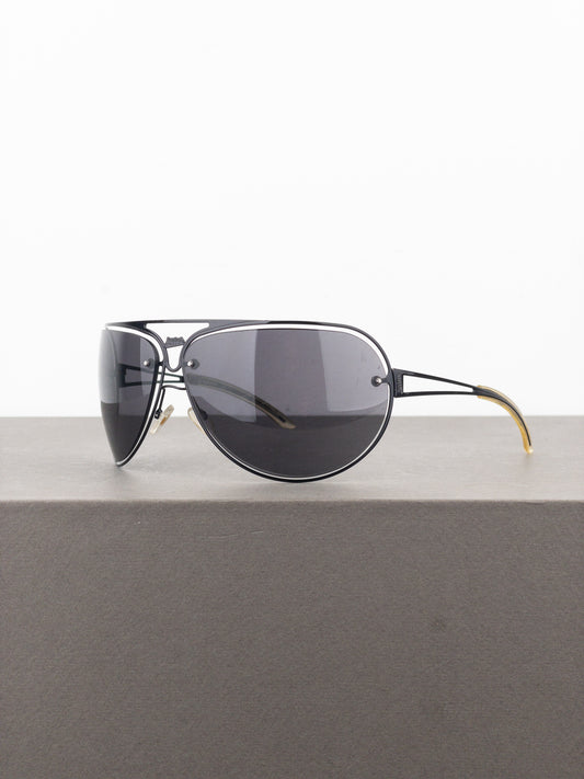 Jean Paul Gaultier 1990s SJP 006 Aviator Wrap Mask Shield Sunglasses