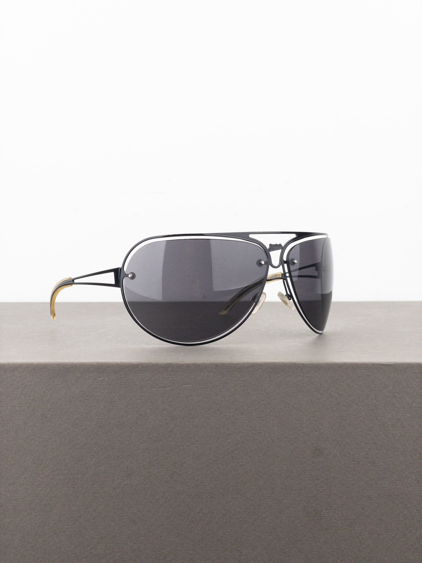 Jean Paul Gaultier 1990s SJP 006 Aviator Wrap Mask Shield Sunglasses
