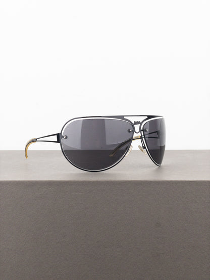 Jean Paul Gaultier 1990s SJP 006 Aviator Wrap Mask Shield Sunglasses