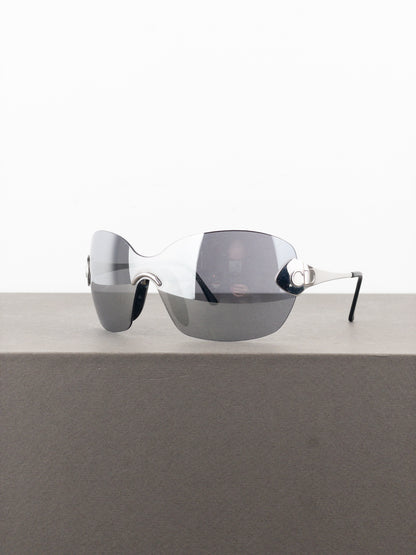 Dior by Galliano SS00 ‘Futura’ Rimless Pilot Wrap Mask Shield Sunglasses