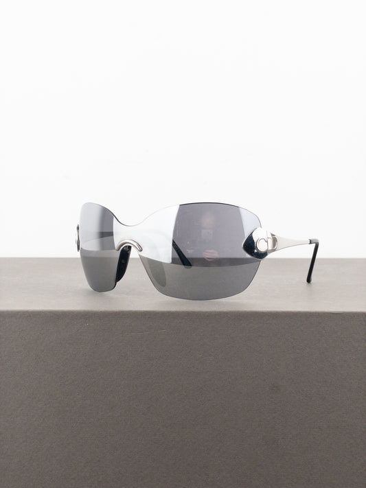 Dior by Galliano SS00 ‘Futura’ Rimless Pilot Wrap Mask Shield Sunglasses
