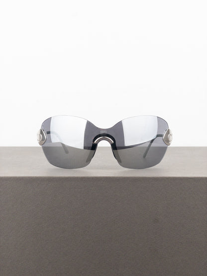 Dior by Galliano SS00 ‘Futura’ Rimless Pilot Wrap Mask Shield Sunglasses