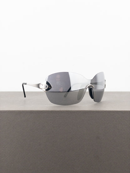Dior by Galliano SS00 ‘Futura’ Rimless Pilot Wrap Mask Shield Sunglasses