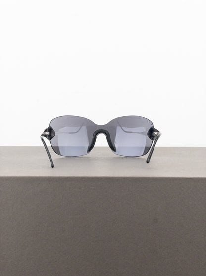 Dior by Galliano SS00 ‘Futura’ Rimless Pilot Wrap Mask Shield Sunglasses