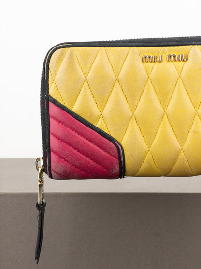 Miu Miu 2000s Quilted Biker Zipper Wallet