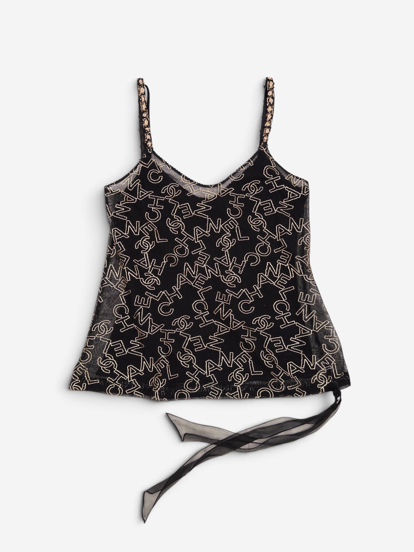 Chanel by Karl Lagerfeld AW05 Double-Layered Lace Logo Camisole Tank Top