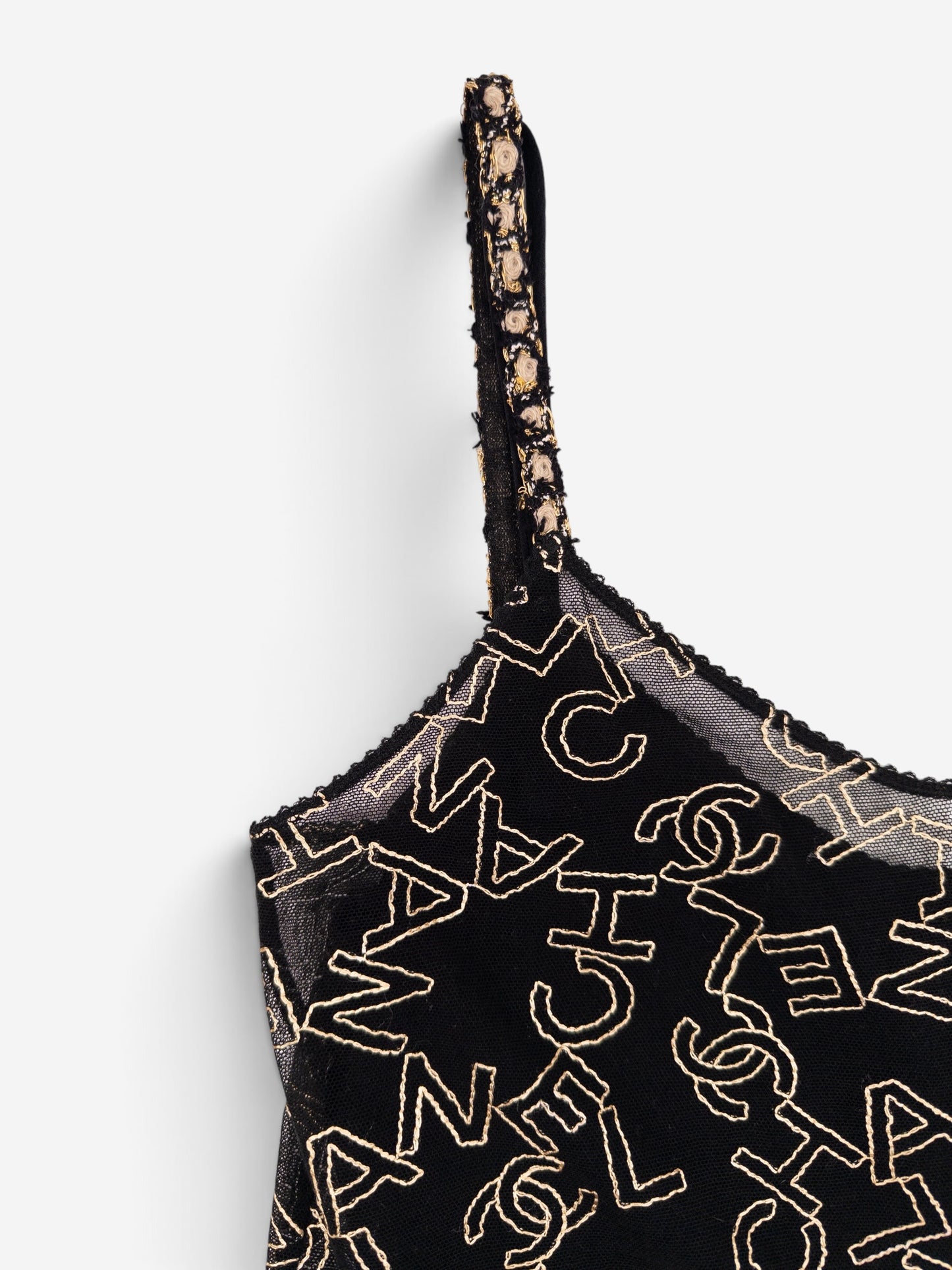 Chanel by Karl Lagerfeld AW05 Double-Layered Lace Logo Camisole Tank Top
