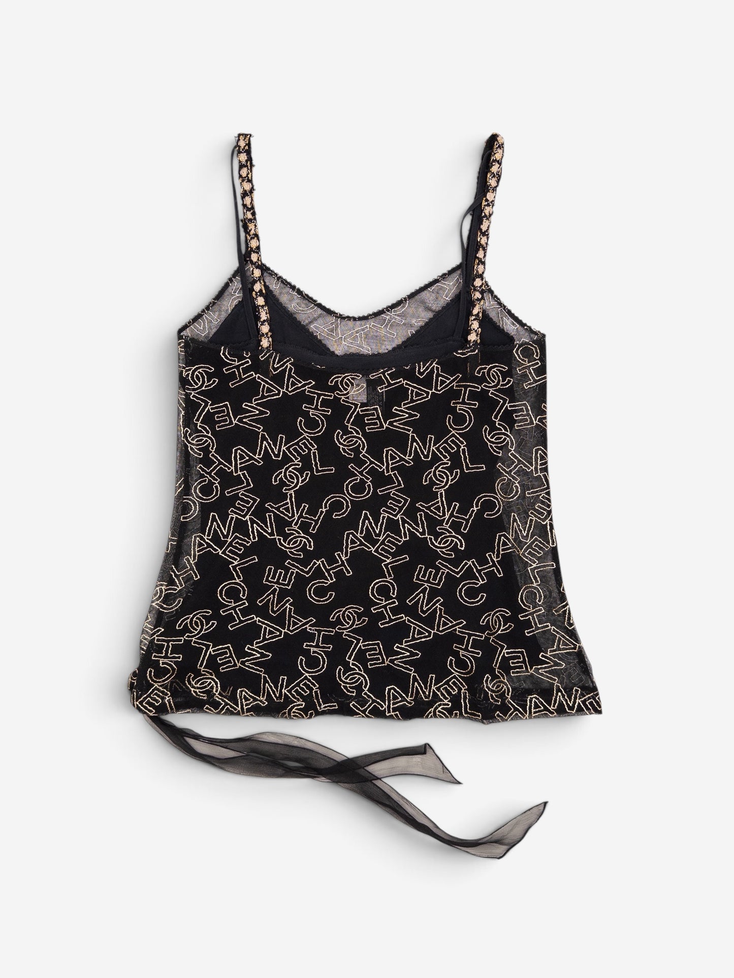 Chanel by Karl Lagerfeld AW05 Double-Layered Lace Logo Camisole Tank Top
