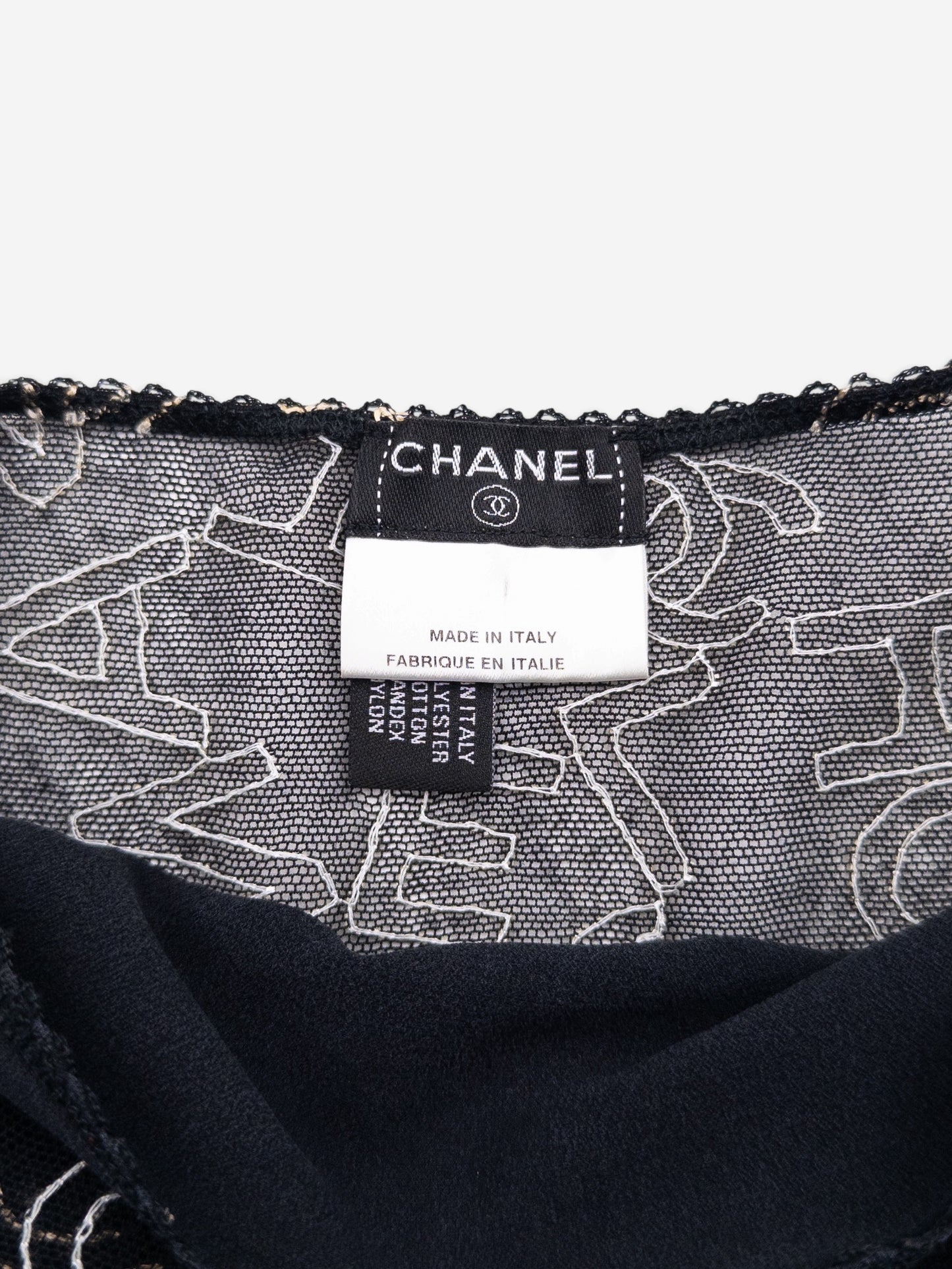 Chanel by Karl Lagerfeld AW05 Double-Layered Lace Logo Camisole Tank Top