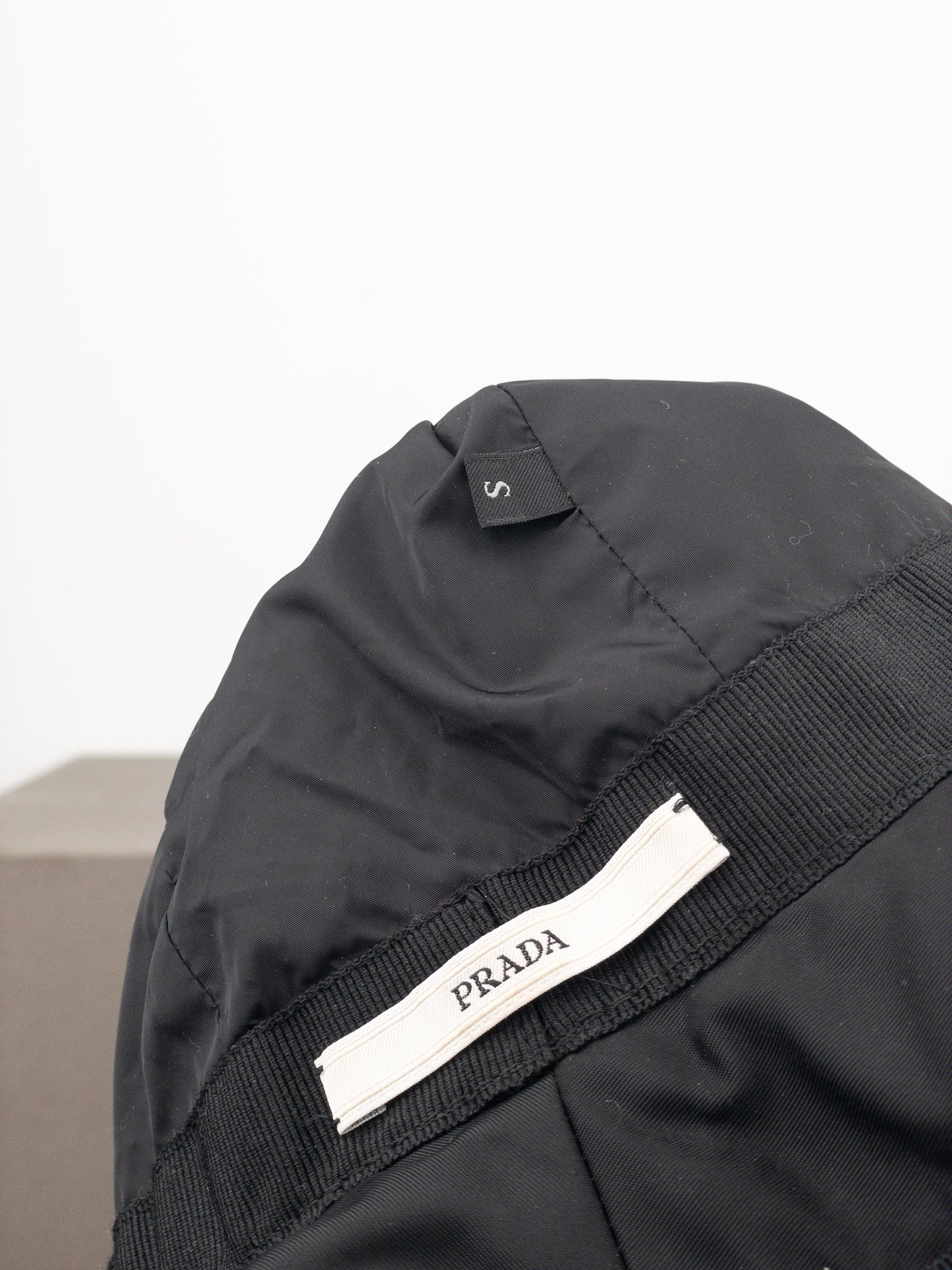 Prada 2000s Rhinestone Triangle Logo Bucket Hat