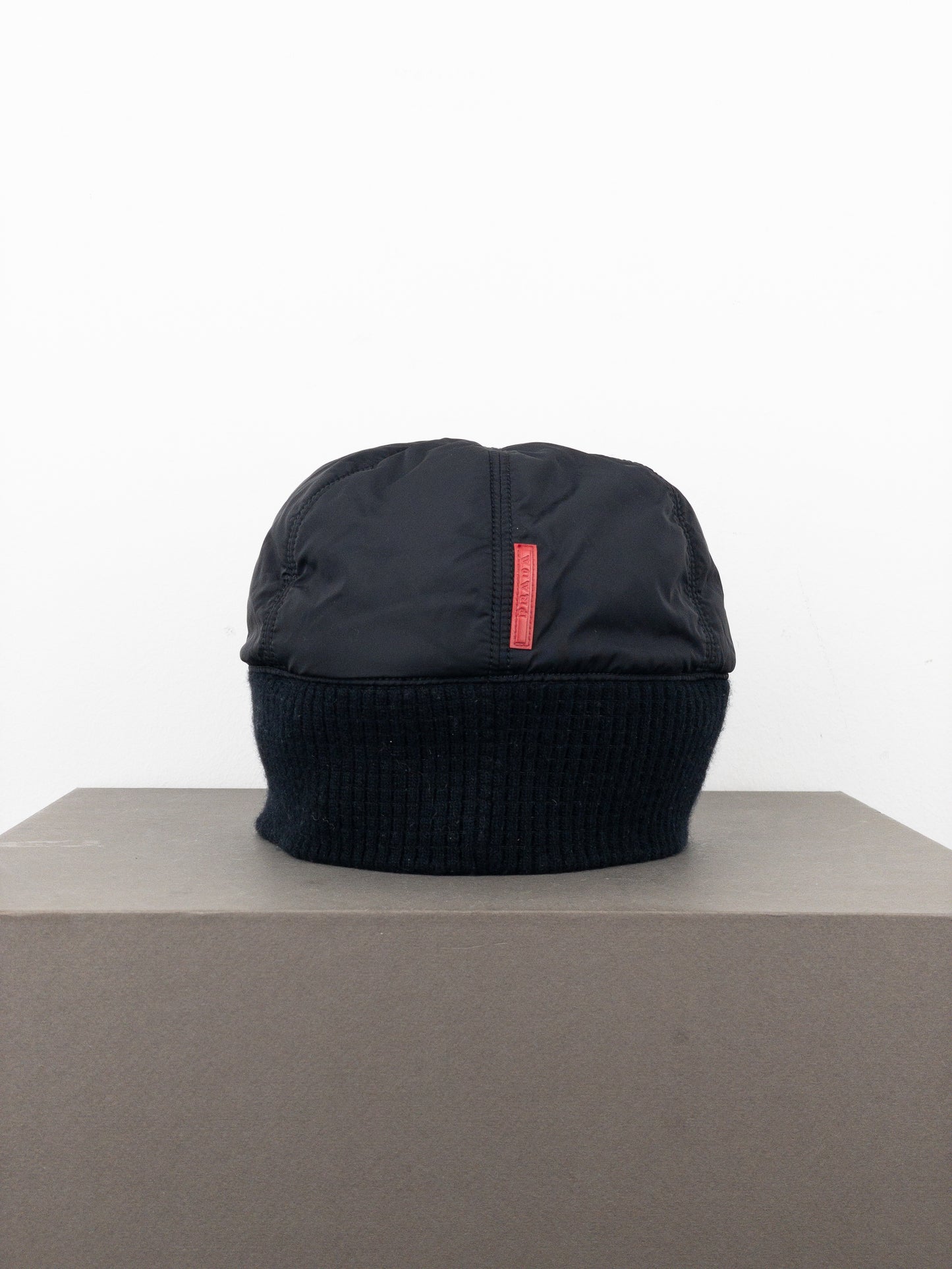 Prada 2000s Linea Rossa Red Tab Technical Hybrid Beanie