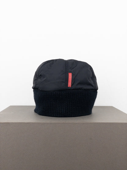 Prada 2000s Linea Rossa Red Tab Technical Hybrid Beanie