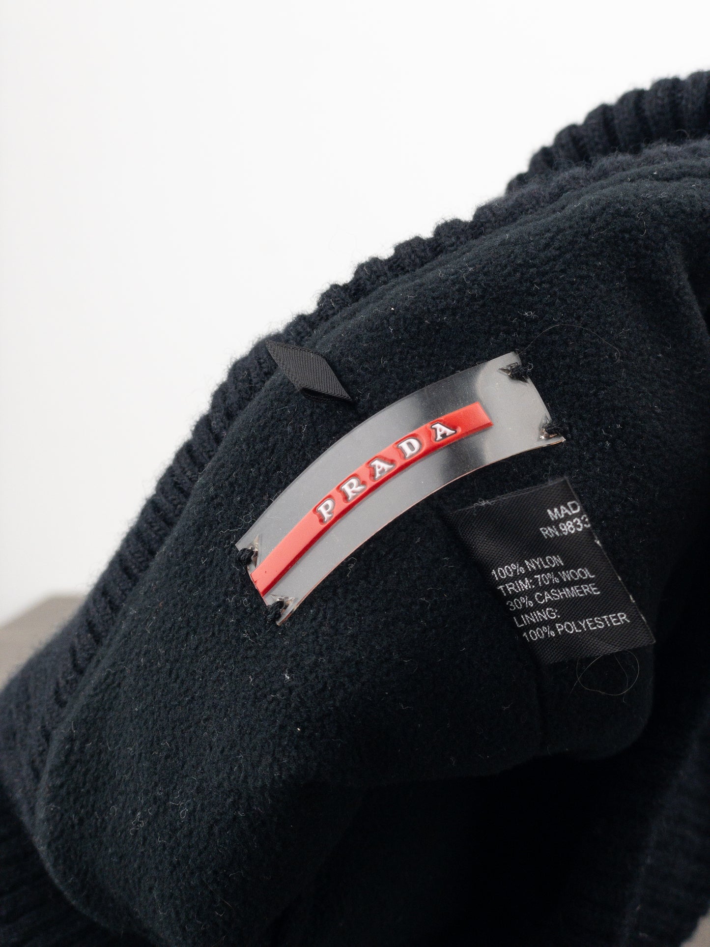 Prada 2000s Linea Rossa Red Tab Technical Hybrid Beanie