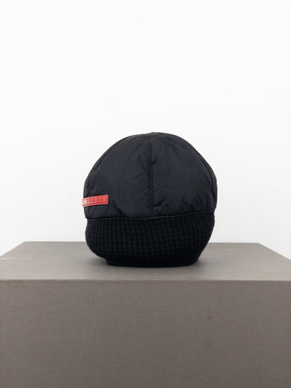 Prada 2000s Linea Rossa Red Tab Technical Hybrid Beanie