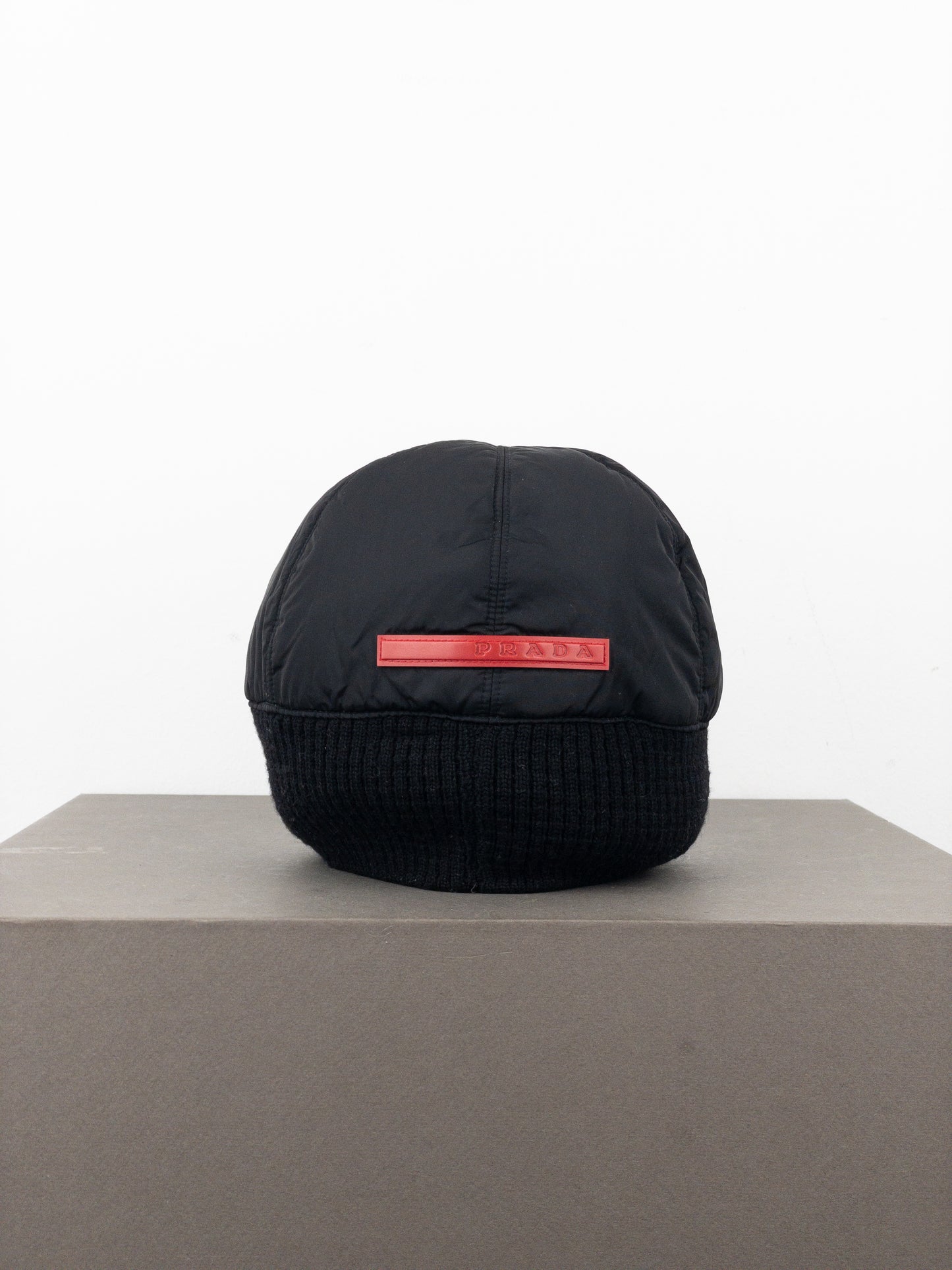 Prada 2000s Linea Rossa Red Tab Technical Hybrid Beanie