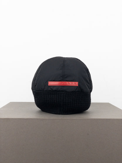 Prada 2000s Linea Rossa Red Tab Technical Hybrid Beanie