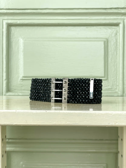 Dior Homme SS04 STRIP Black Beaded Glitter Belt