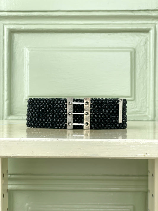 Dior Homme SS04 STRIP Black Beaded Glitter Belt