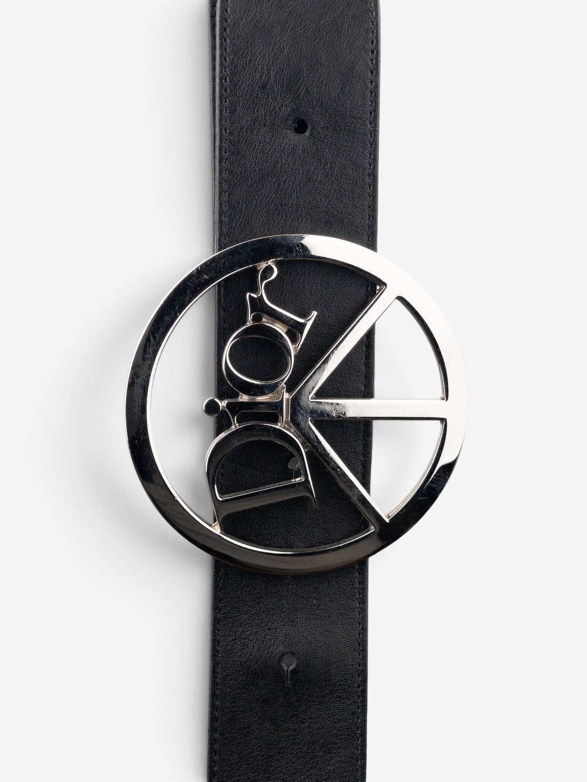 Dior by Galliano SS05 Peace Sign Logo Buckle Leather Belt