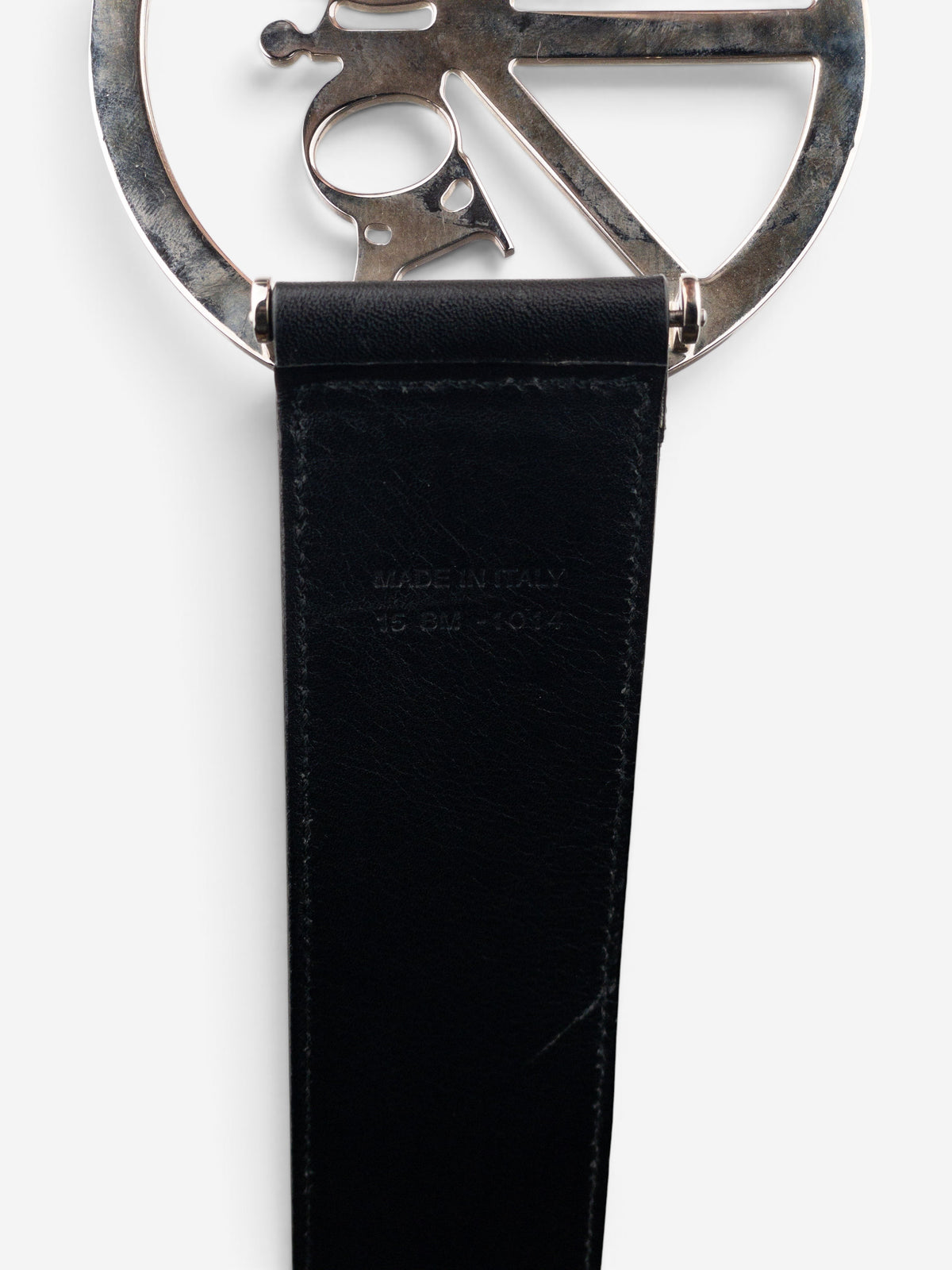 Dior by Galliano SS05 Peace Sign Logo Buckle Leather Belt