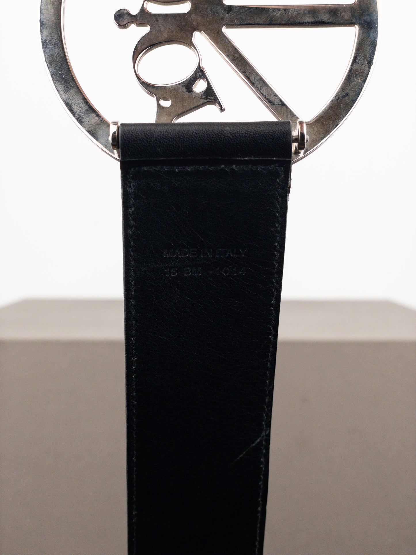 Dior by Galliano SS05 Peace Sign Logo Buckle Leather Belt