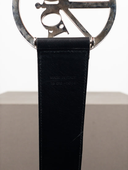 Dior by Galliano SS05 Peace Sign Logo Buckle Leather Belt