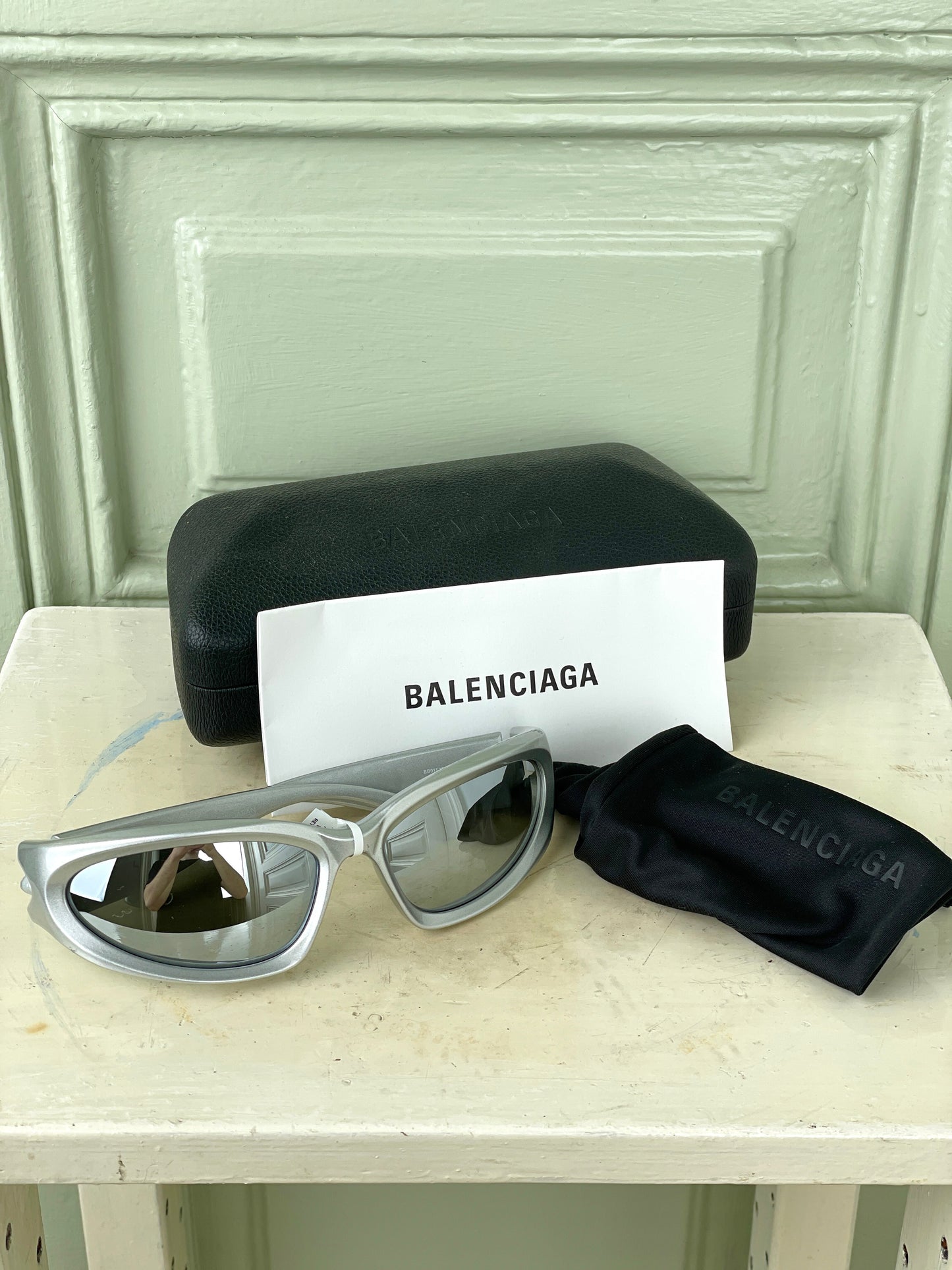 Balenciaga Swift Oval Sunglasses Silver