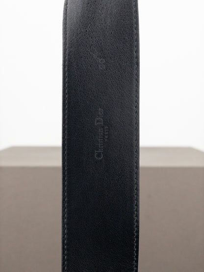 Dior by Galliano SS05 Peace Sign Logo Buckle Leather Belt