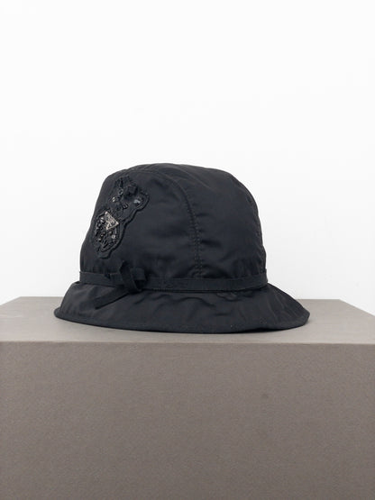Prada 2000s Rhinestone Triangle Logo Bucket Hat