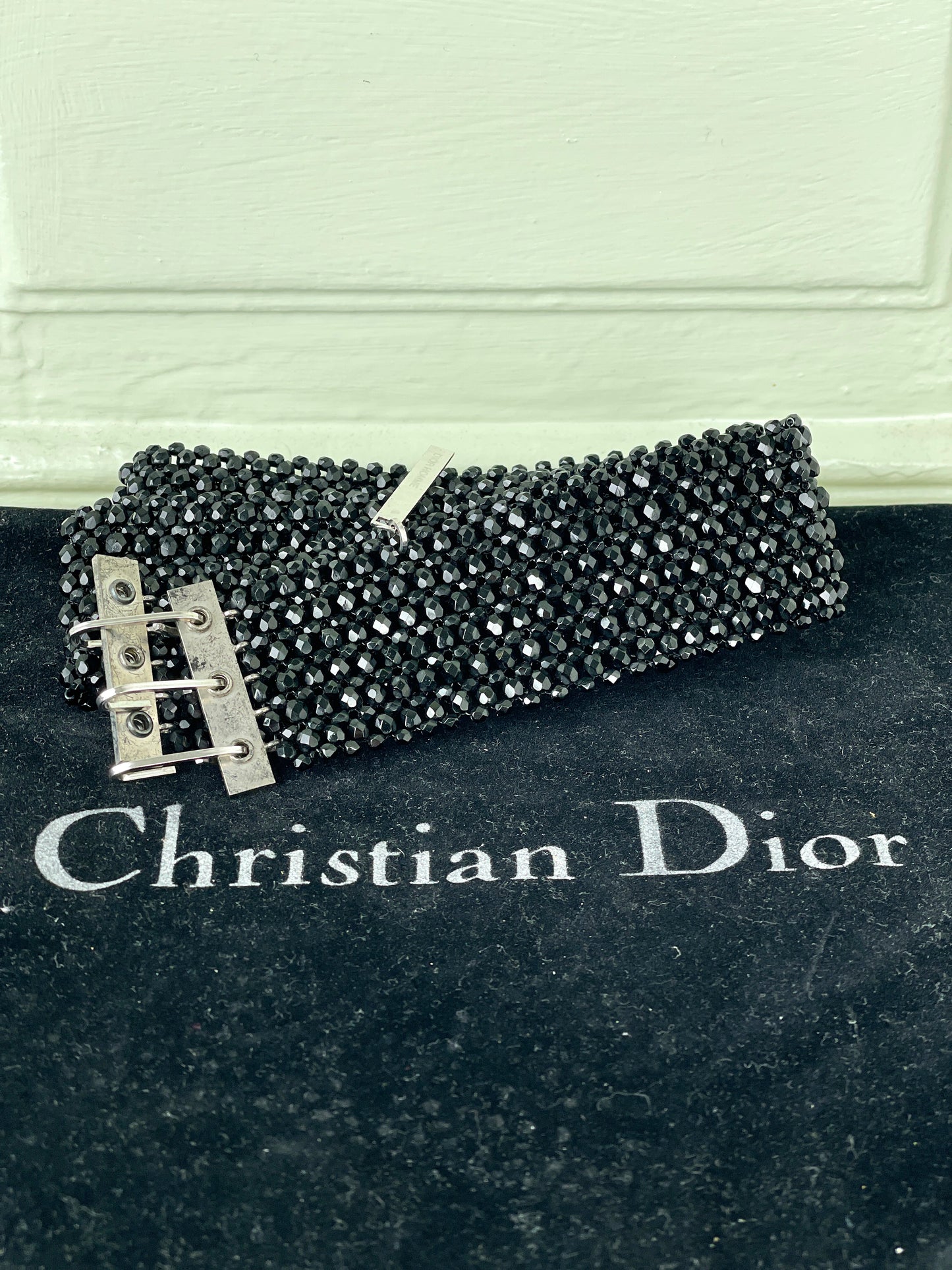 Dior Homme SS04 STRIP Black Beaded Glitter Belt