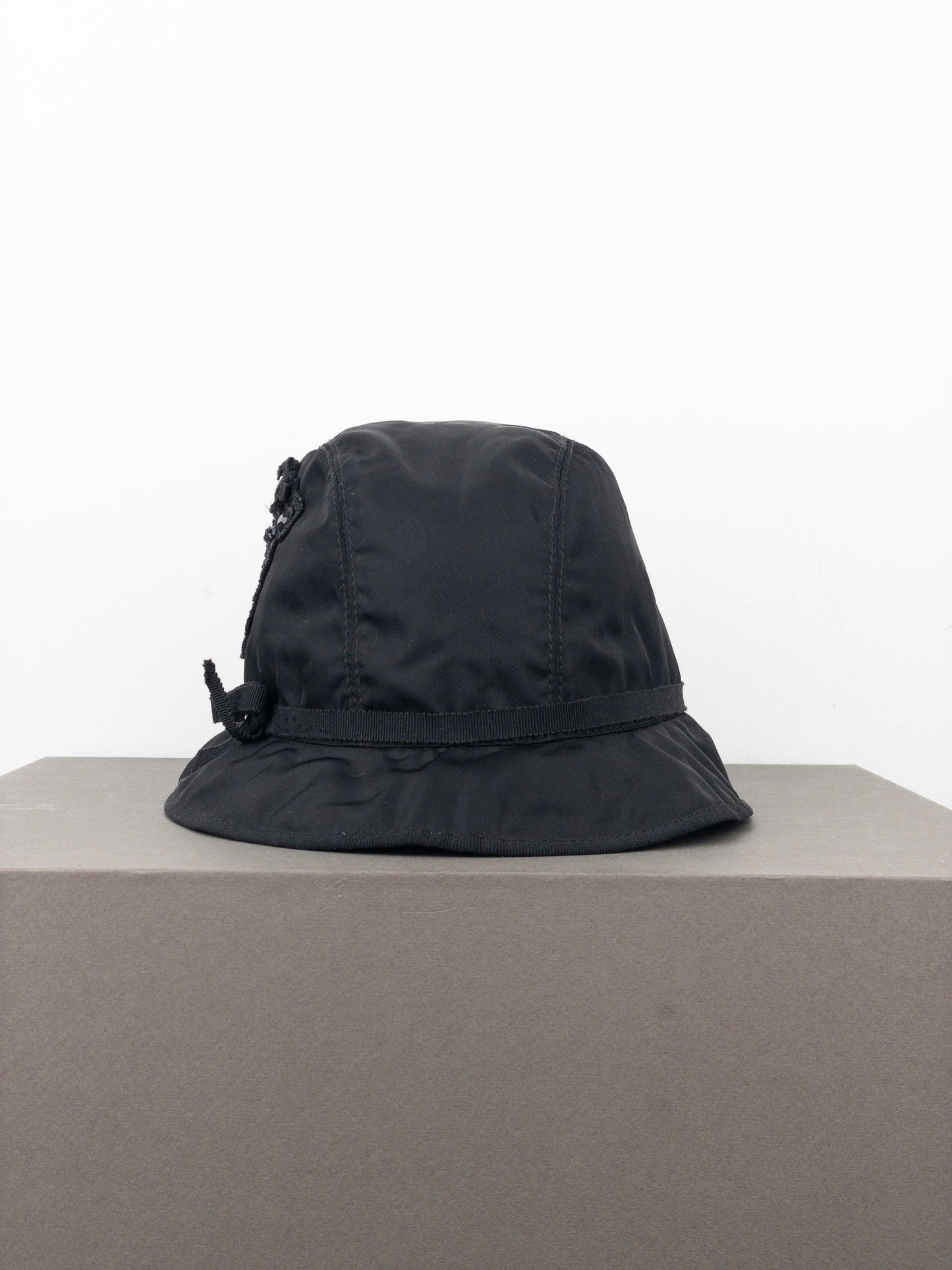 Prada 2000s Rhinestone Triangle Logo Bucket Hat