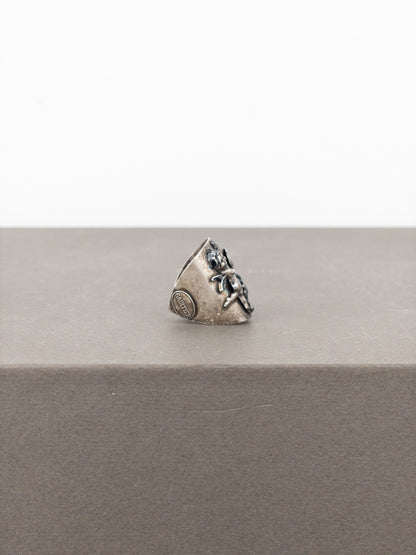 Jean Paul Gaultier AW94 Bronze-Colored Angel Skull Logo Ring
