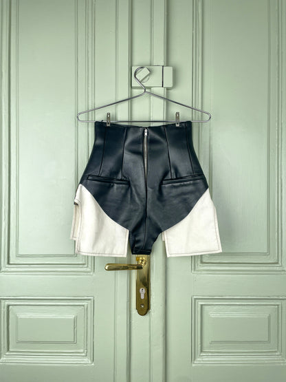 Rick Owens SS21 PHLEGETHON Cutoff Leather `Maillot´ Hotpant Shorts