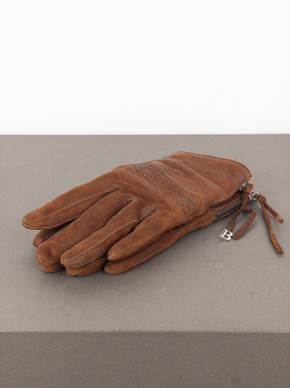 Balmain by Decarnin 2010s Suede Leather Biker Gloves