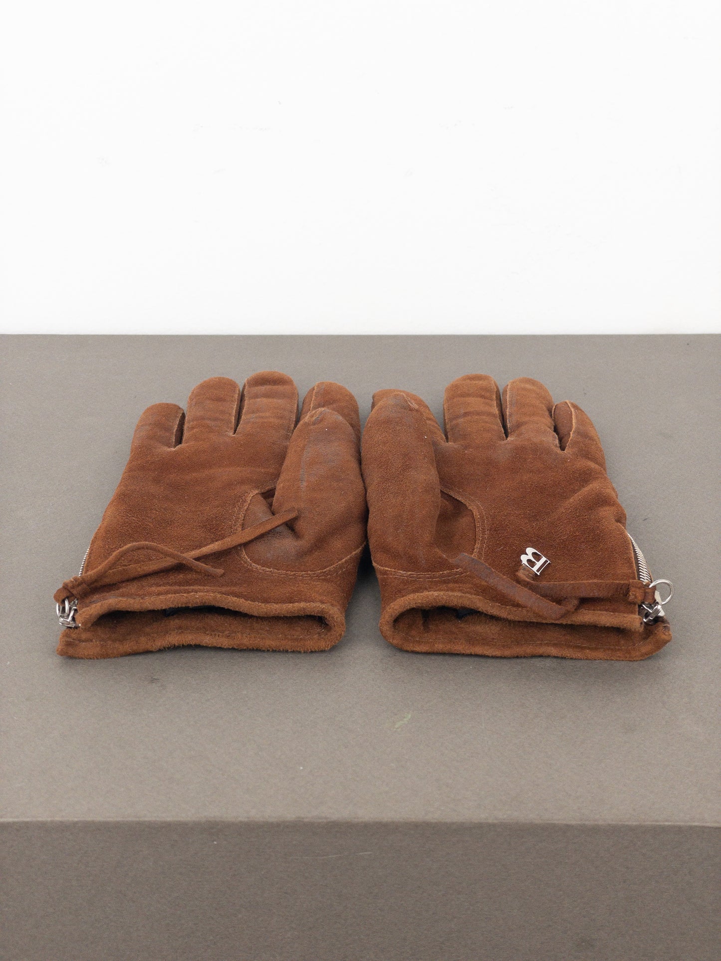 Balmain by Decarnin 2010s Suede Leather Biker Gloves