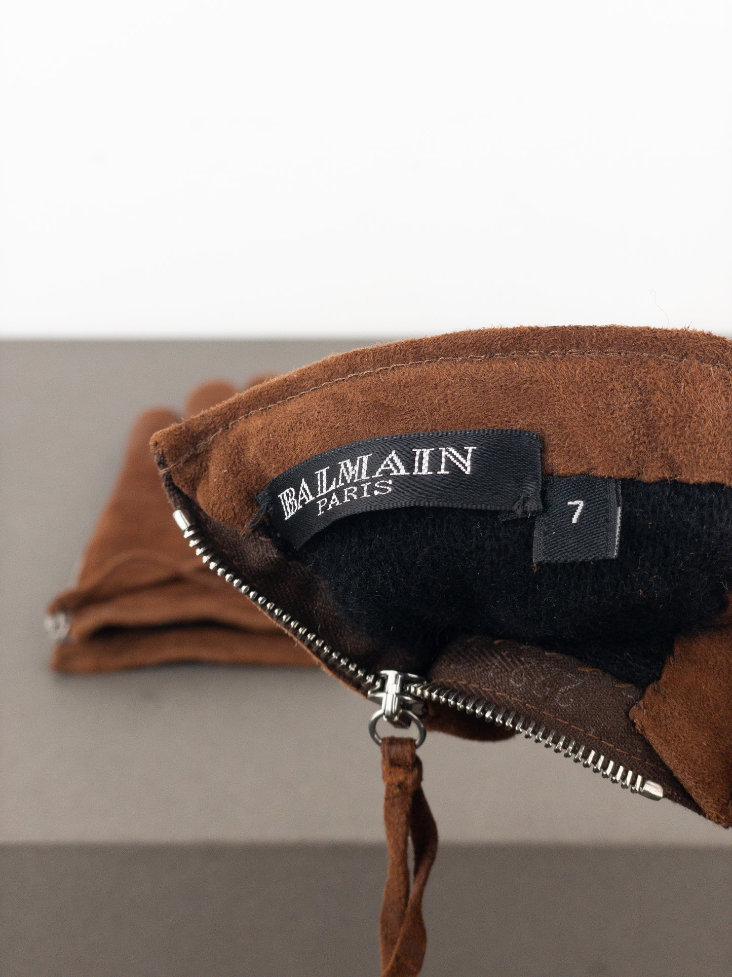 Balmain by Decarnin 2010s Suede Leather Biker Gloves