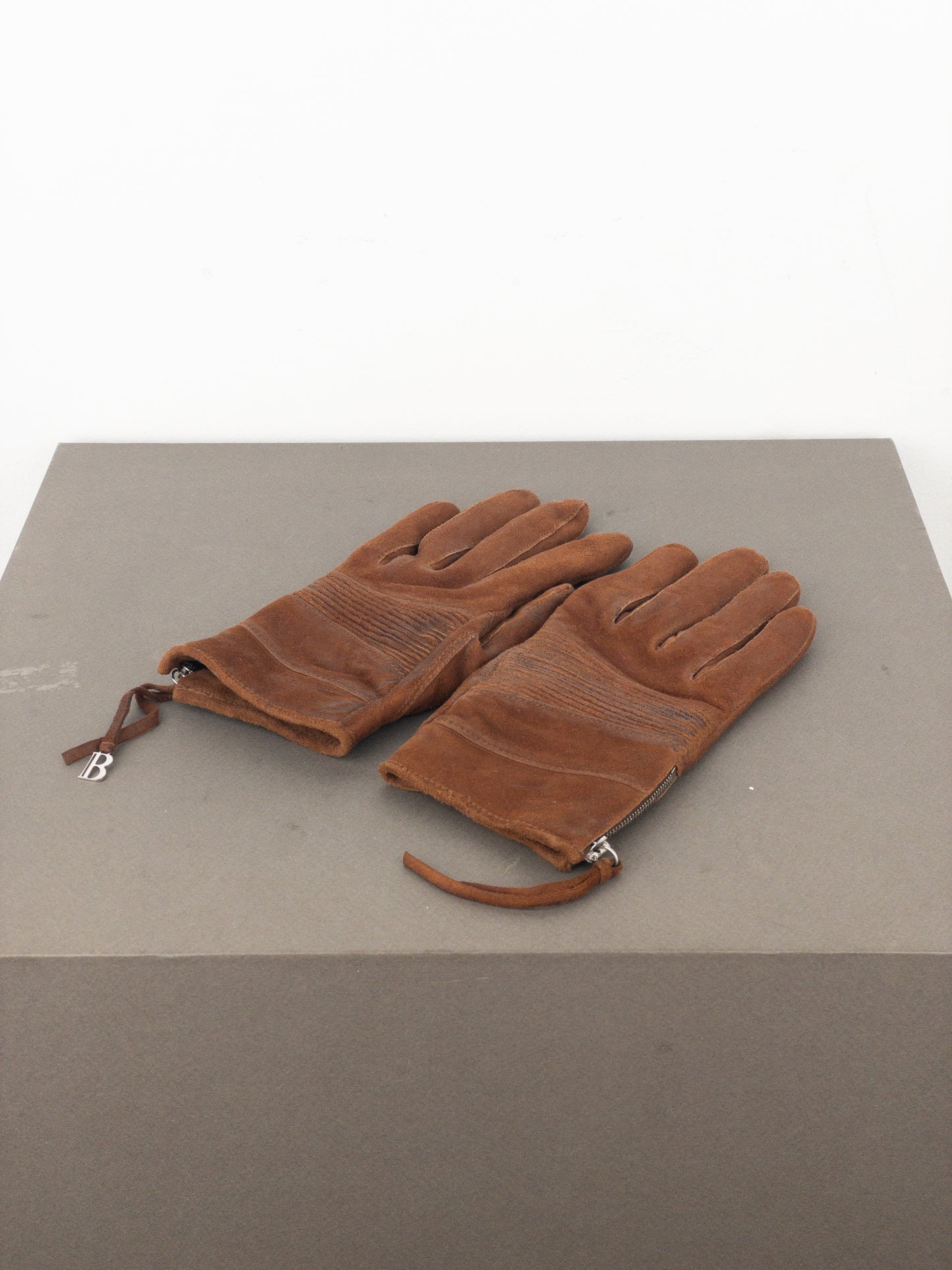 Balmain by Decarnin 2010s Suede Leather Biker Gloves