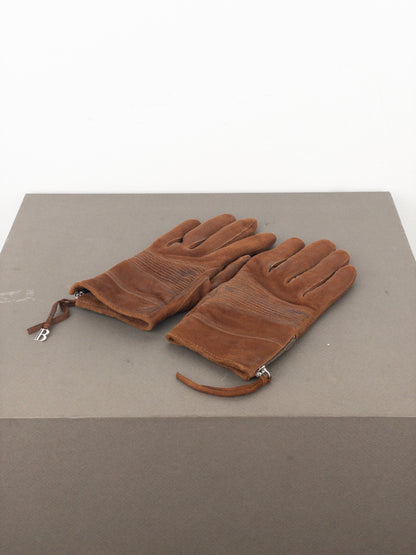 Balmain by Decarnin 2010s Suede Leather Biker Gloves